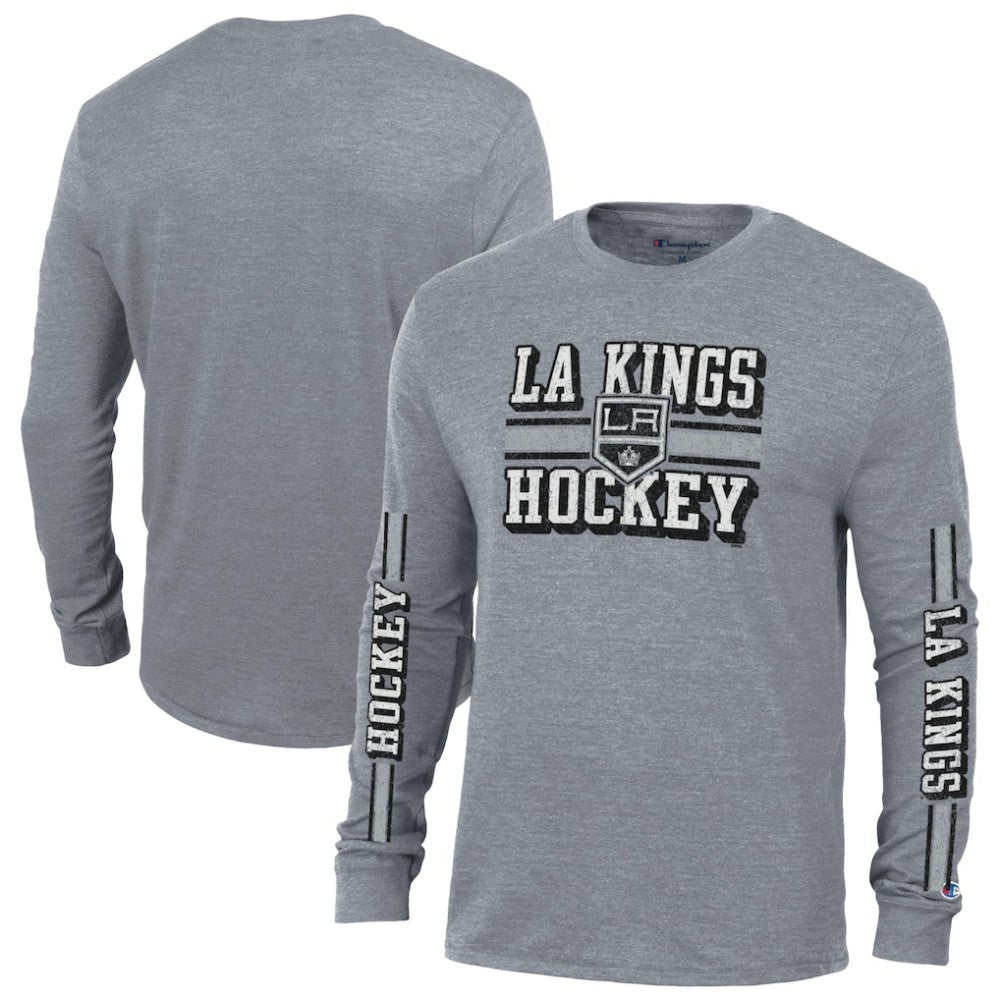 Los Angeles Kings Champion Tri-Blend Dual-Stripe Long Sleeve T-Shirt - Heather Gray | US 200838136