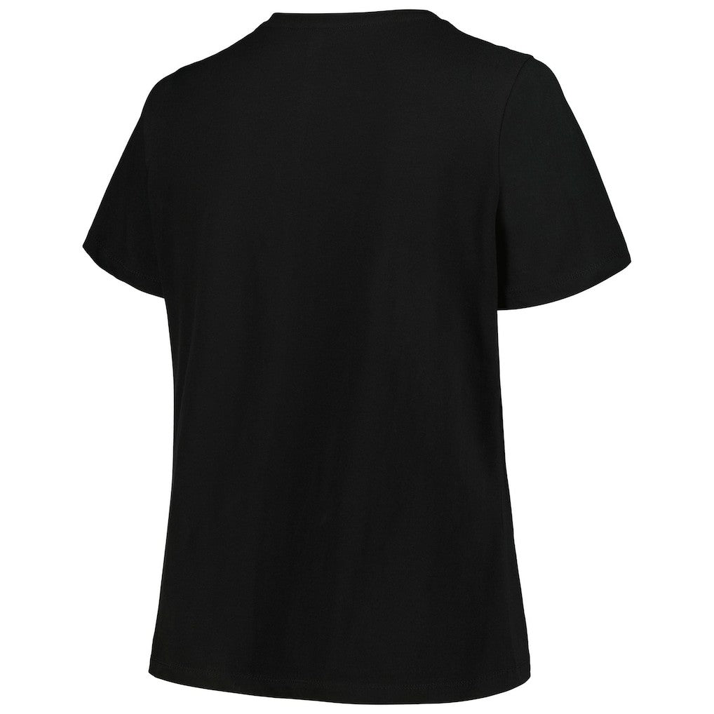 Philadelphia 76ers Profile Women's Plus Size Arch Over Logo V-Neck T-Shirt Black