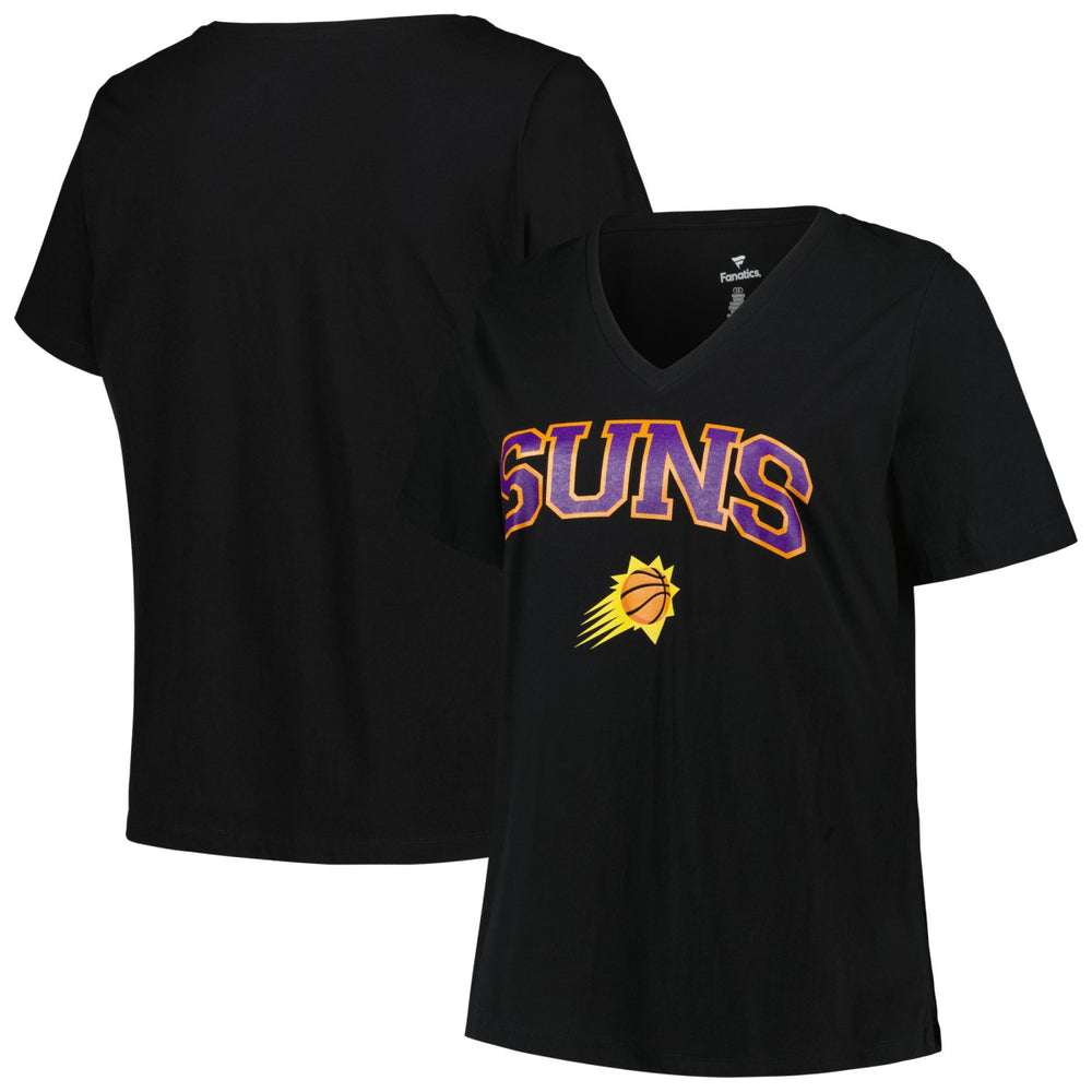 Phoenix Suns Profile Women's Plus Size Arch Over Logo V-Neck T-Shirt Black