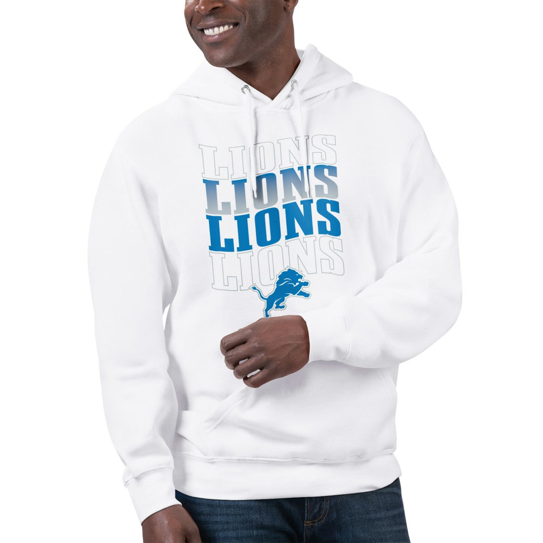 Detroit Lions Starter Unisex Name Drop Logo Pullover Hoodie - White Hoodies
