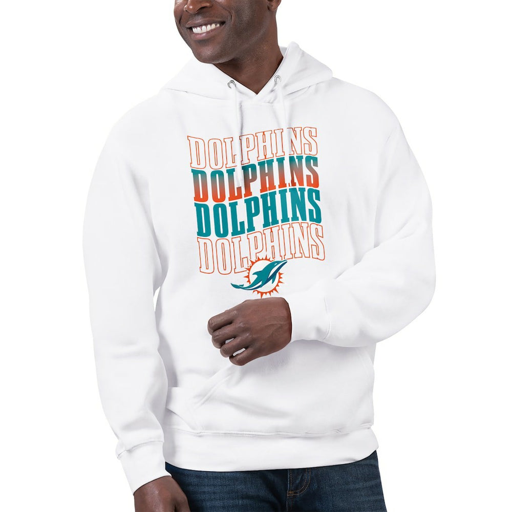 Miami Dolphins Starter Unisex Name Drop Logo Pullover Hoodie - White Hoodies