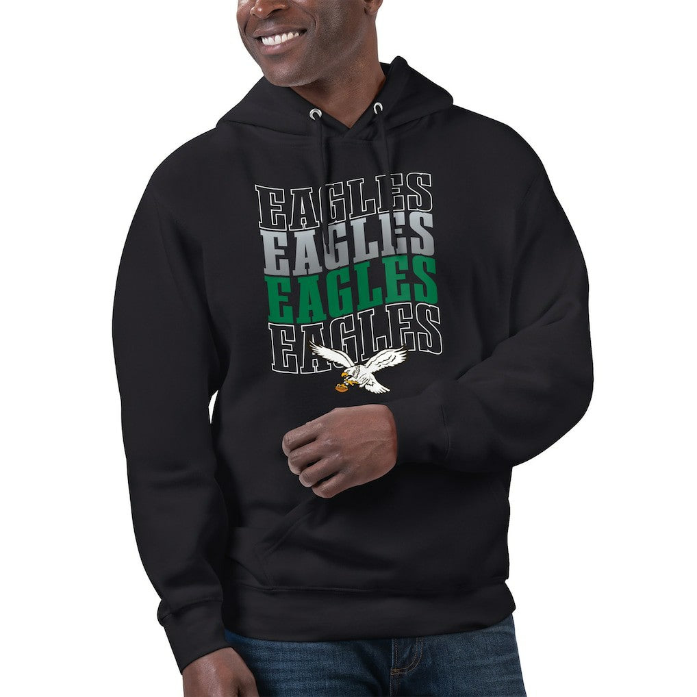 Philadelphia Eagles Starter Unisex Throwback Name Drop Pullover Hoodie - Black Hoodies