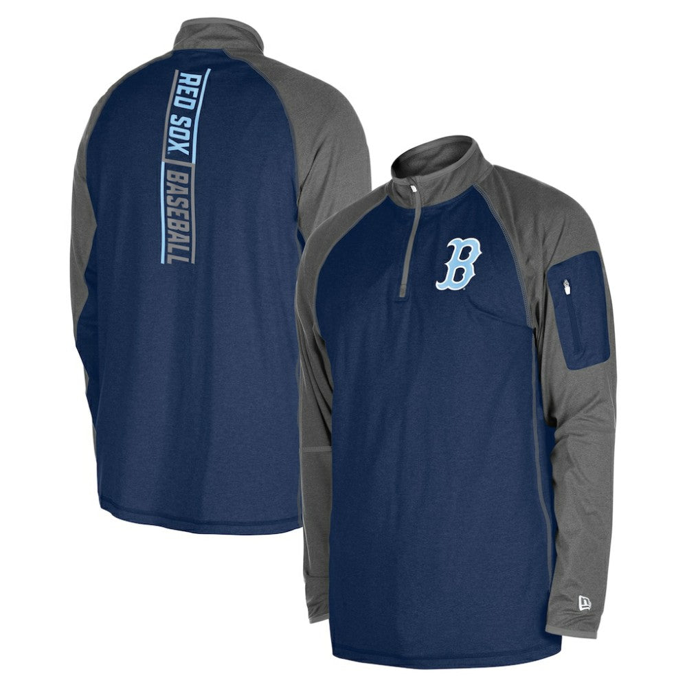Boston Red Sox New Era Father's Day Raglan Quarter-Zip Top - Navy Tops