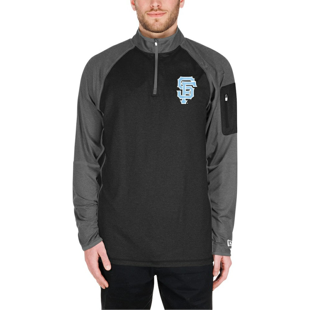 San Francisco Giants New Era Father's Day Raglan Quarter-Zip Top - Black Tops