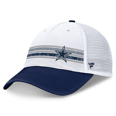 Dallas Cowboys Fundamentals Flawless Stripe Trucker Adjustable Hat - White/Navy Hats