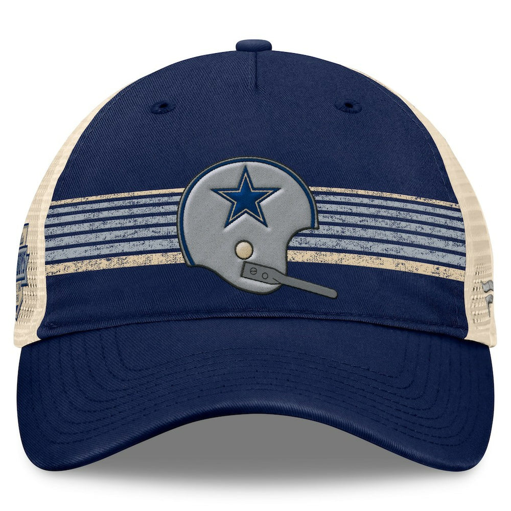 Dallas Cowboys Retro Fundamentals Stripes Trucker Adjustable Hat - Navy/Natural Hats