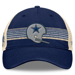 Dallas Cowboys Retro Fundamentals Stripes Trucker Adjustable Hat - Navy/Natural Hats