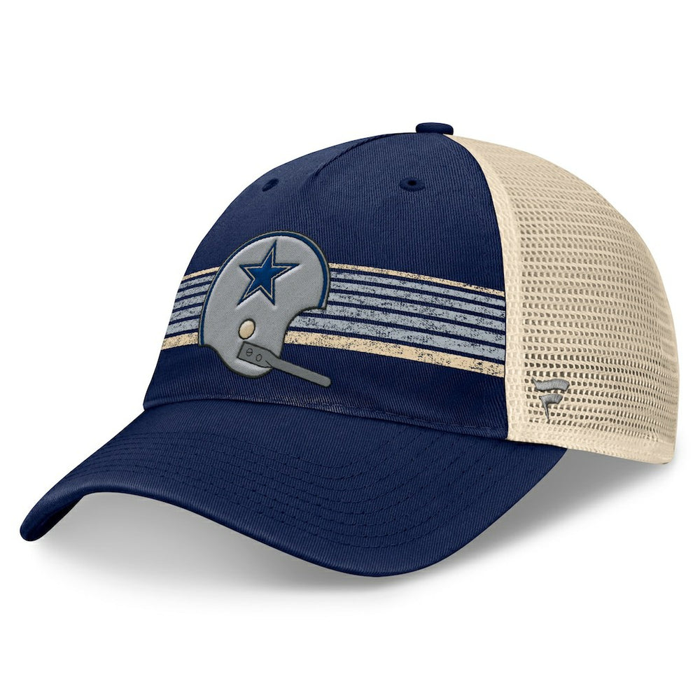 Dallas Cowboys Retro Fundamentals Stripes Trucker Adjustable Hat - Navy/Natural Hats