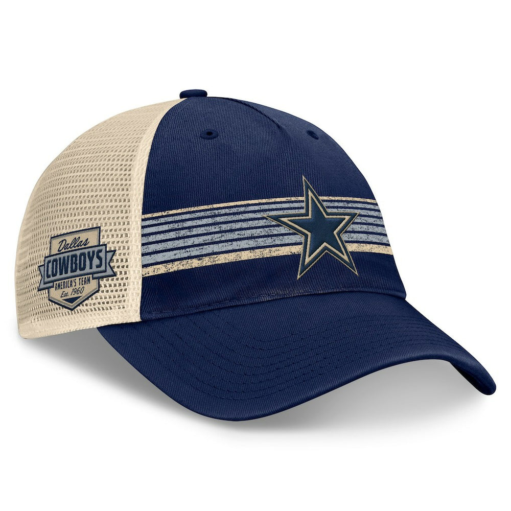 Dallas Cowboys Fundamentals Stripes Trucker Adjustable Hat - Navy/Natural Hats
