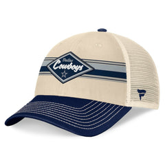 Dallas Cowboys Fundamentals Diamond Stripes Trucker Adjustable Hat - Stone/Navy Hats