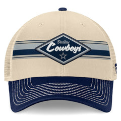 Dallas Cowboys Fundamentals Diamond Stripes Trucker Adjustable Hat - Stone/Navy Hats