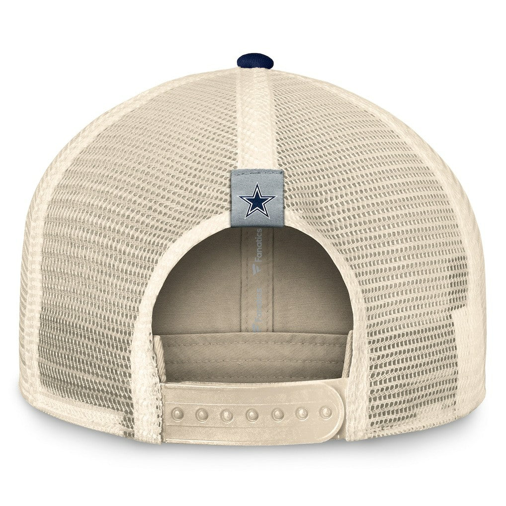 Dallas Cowboys Fundamentals Diamond Stripes Trucker Adjustable Hat - Stone/Navy Hats