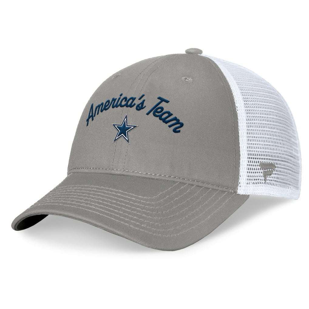 Dallas Cowboys Women's Fundamentals Slogan Trucker Adjustable Hat - Gray/White Hats