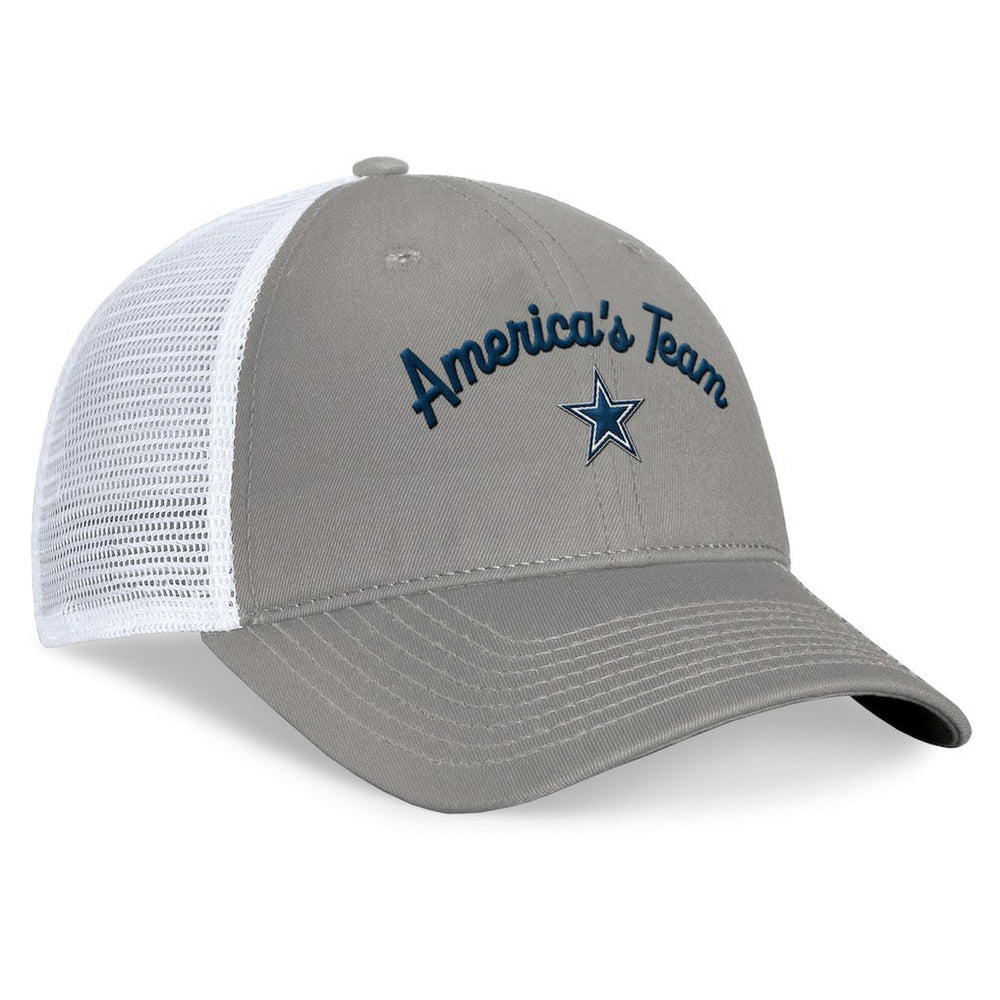 Dallas Cowboys Women's Fundamentals Slogan Trucker Adjustable Hat - Gray/White Hats