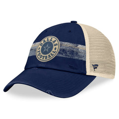 Dallas Cowboys Heritage Facemask Trucker Adjustable Hat - Navy/Natural Hats