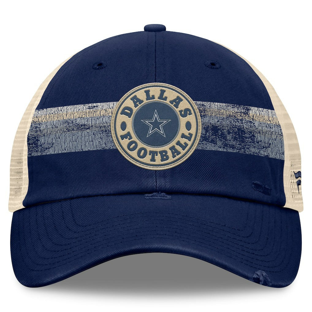 Dallas Cowboys Heritage Facemask Trucker Adjustable Hat - Navy/Natural Hats