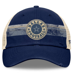 Dallas Cowboys Heritage Facemask Trucker Adjustable Hat - Navy/Natural Hats