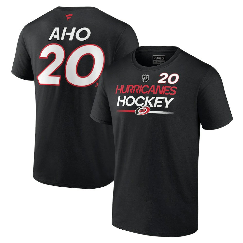 Sebastian Aho Carolina Hurricanes Fanatics  Authentic Pro Prime Name & Number T-Shirt - Black | US 200852371