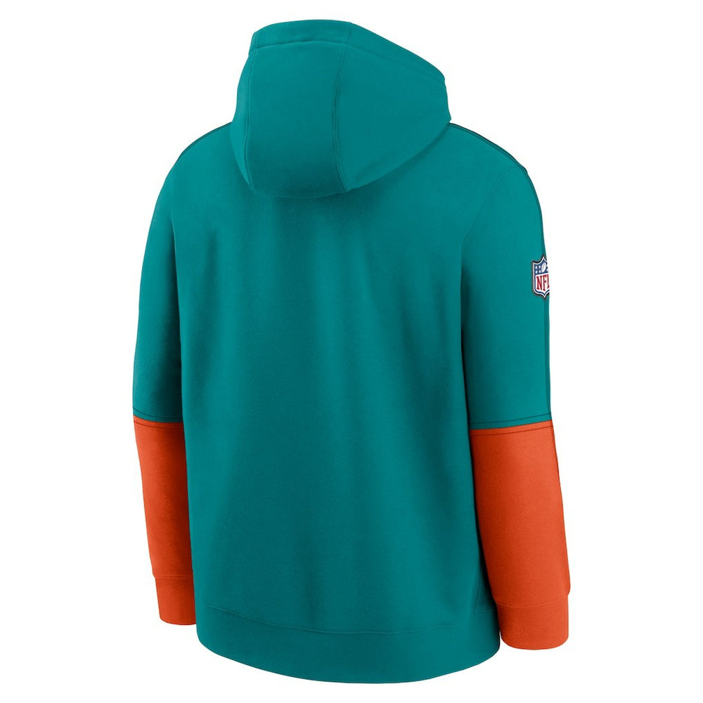 Miami Dolphins Throwback Logo Club Tri-Blend Pullover Hoodie - Aqua Hoodies
