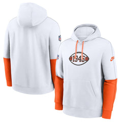 Cleveland Browns Throwback Logo Club Tri-Blend Pullover Hoodie - White Hoodies