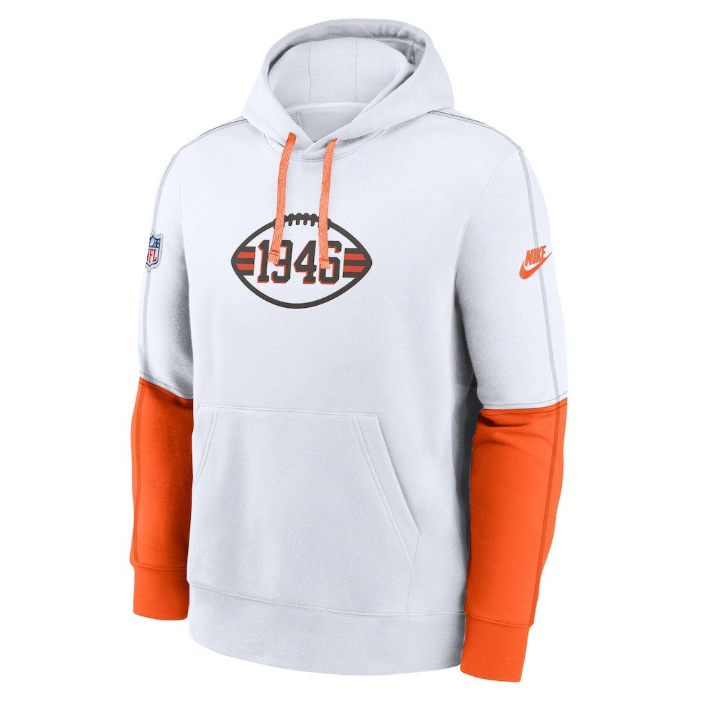 Cleveland Browns Throwback Logo Club Tri-Blend Pullover Hoodie - White Hoodies