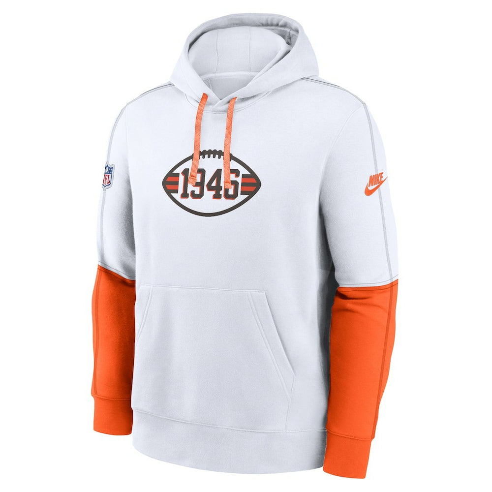 Cleveland Browns Throwback Logo Club Tri-Blend Pullover Hoodie - White Hoodies