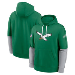 Philadelphia Eagles Throwback Logo Club Tri-Blend Pullover Hoodie - Kelly Green Hoodies