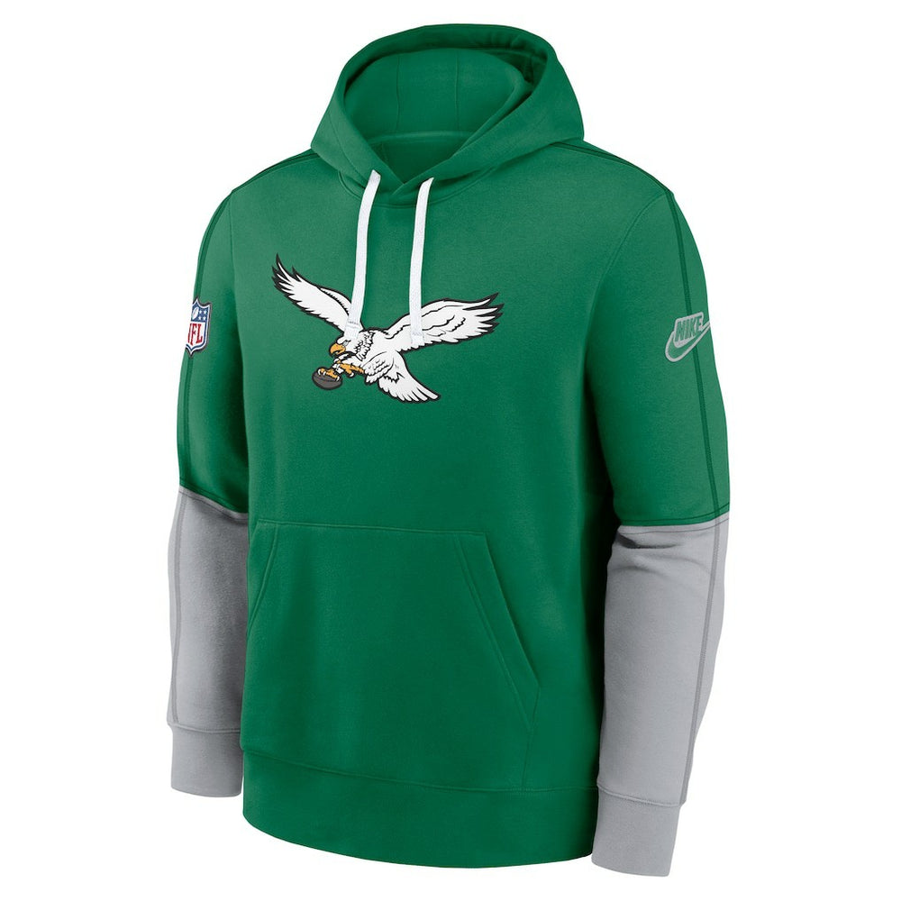 Philadelphia Eagles Throwback Logo Club Tri-Blend Pullover Hoodie - Kelly Green Hoodies