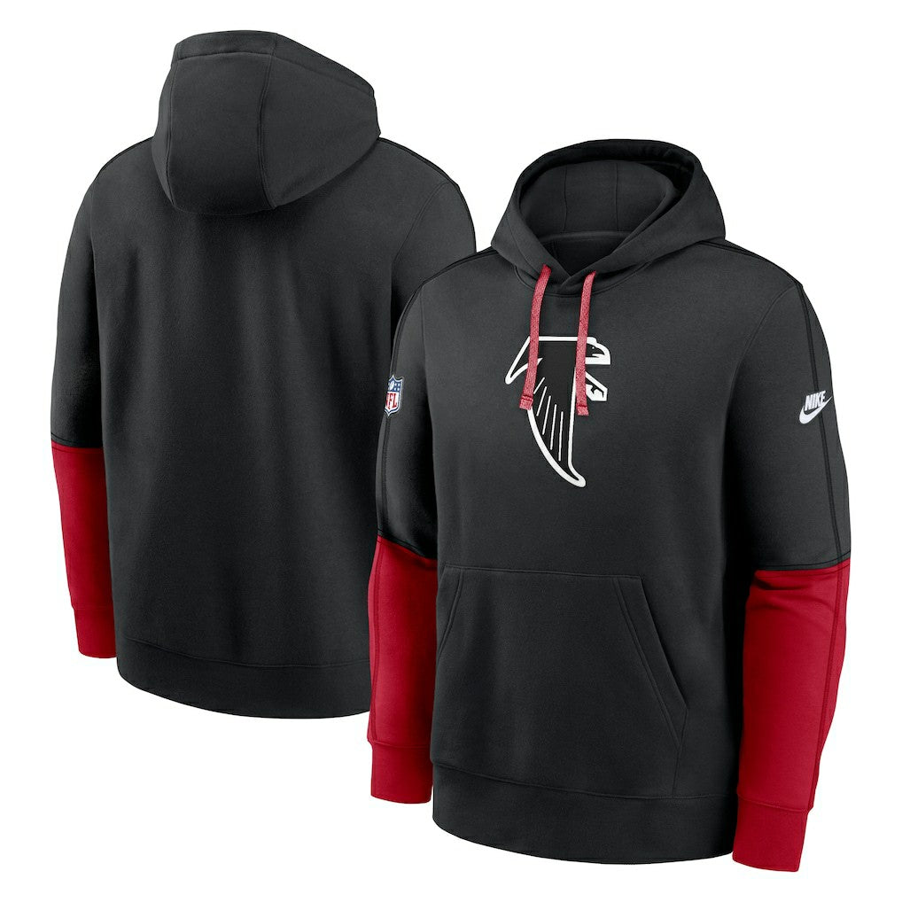 Atlanta Falcons Throwback Logo Club Tri-Blend Pullover Hoodie - Black Hoodies