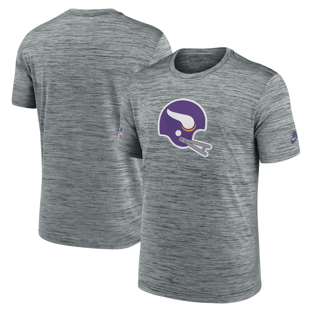 Minnesota Vikings Sideline Velocity Throwback Logo Dri-FIT T-Shirt - Gray T-shirts