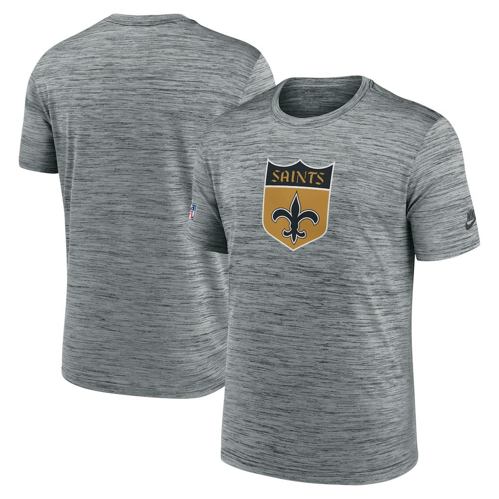 New Orleans Saints Sideline Velocity Throwback Logo Dri-FIT T-Shirt - Gray T-shirts