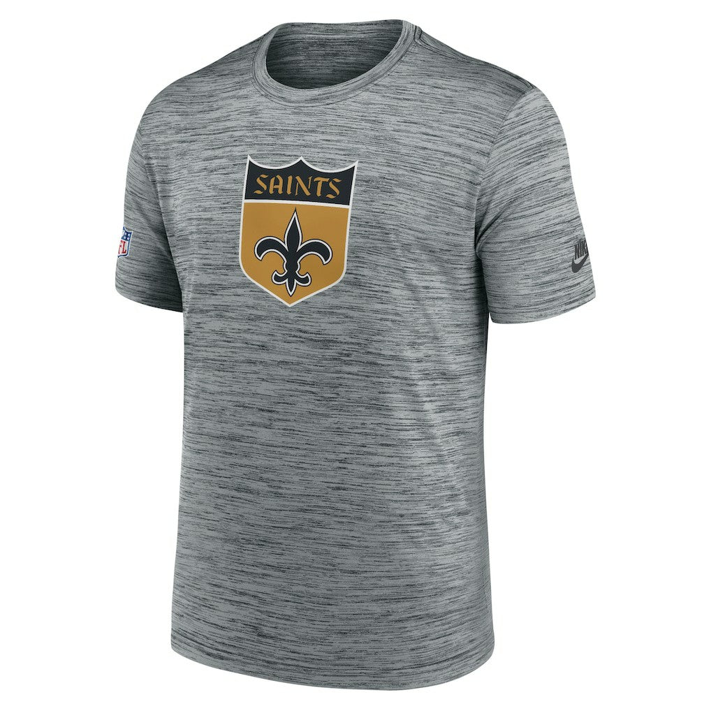 New Orleans Saints Sideline Velocity Throwback Logo Dri-FIT T-Shirt - Gray T-shirts