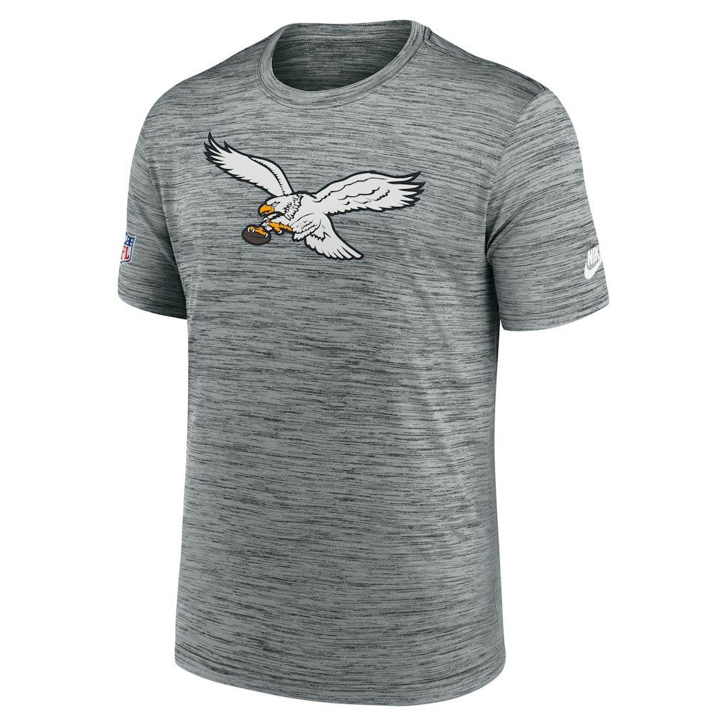 Philadelphia Eagles Sideline Velocity Throwback Logo Dri-FIT T-Shirt - Gray T-shirts