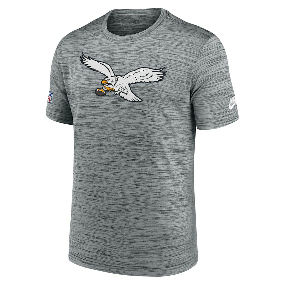 Philadelphia Eagles Sideline Velocity Throwback Logo Dri-FIT T-Shirt - Gray T-shirts