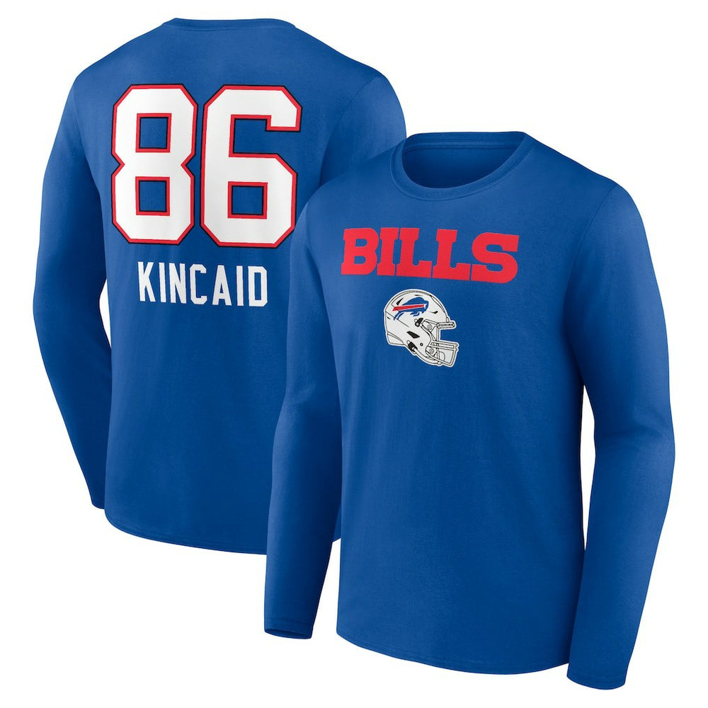 Dalton Kincaid Buffalo Bills Team Wordmark Player Name & Number Long Sleeve T-Shirt - Royal T-shirts
