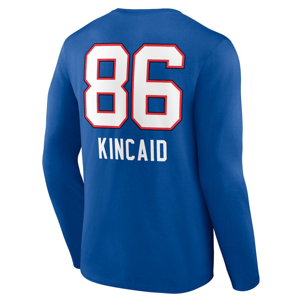Dalton Kincaid Buffalo Bills Team Wordmark Player Name & Number Long Sleeve T-Shirt - Royal T-shirts