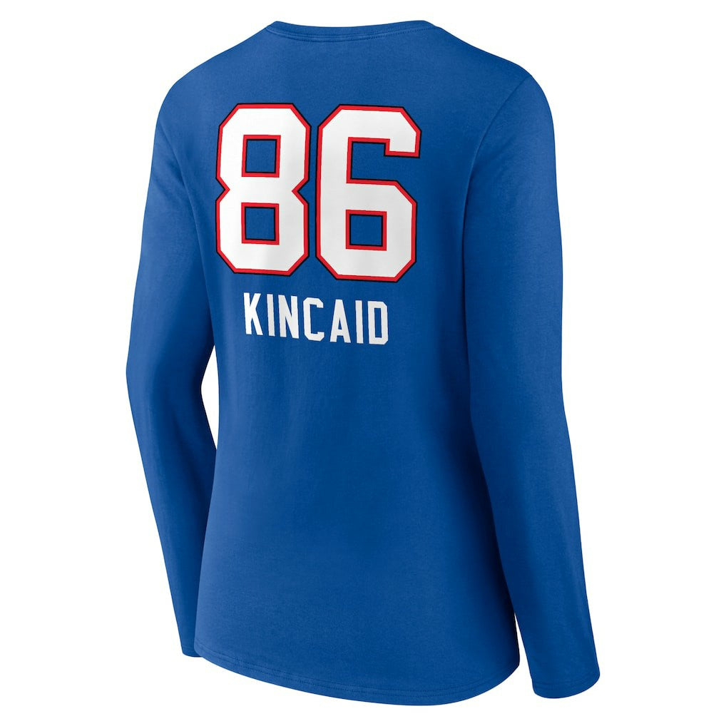 Dalton Kincaid Buffalo Bills Women's Team Wordmark Player Name & Number Long Sleeve V-Neck T-Shirt - Royal T-shirts