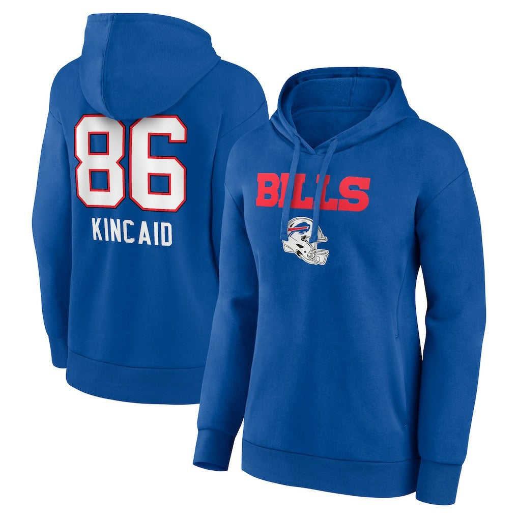 Dalton Kincaid Buffalo Bills Women's Team Wordmark Player Name & Number Pullover Hoodie - Royal Hoodies