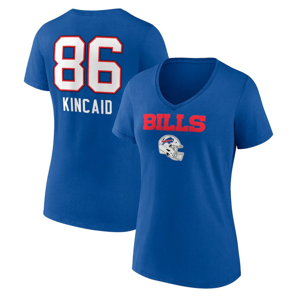 Dalton Kincaid Buffalo Bills Women's Team Wordmark Player Name & Number V-Neck T-Shirt - Royal T-shirts