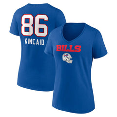 Dalton Kincaid Buffalo Bills Women's Team Wordmark Player Name & Number V-Neck T-Shirt - Royal T-shirts