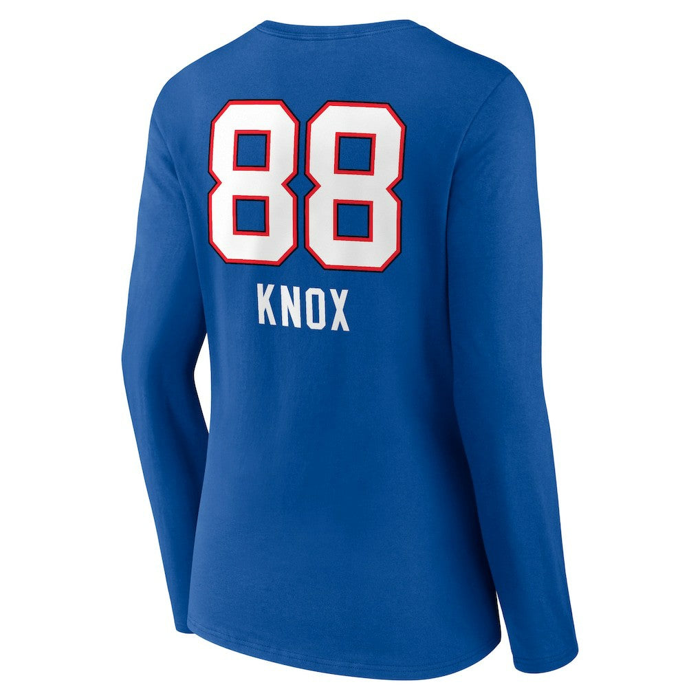 Dawson Knox Buffalo Bills Women's Team Wordmark Player Name & Number Long Sleeve V-Neck T-Shirt - Royal T-shirts