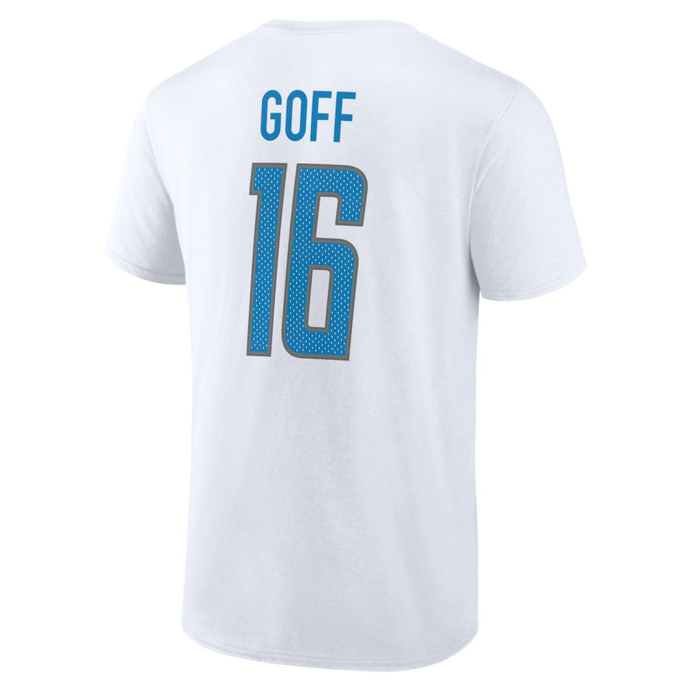 Jared Goff Detroit Lions Icon Player Name & Number T-Shirt - White T-shirts