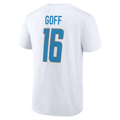 Jared Goff Detroit Lions Icon Player Name & Number T-Shirt - White T-shirts