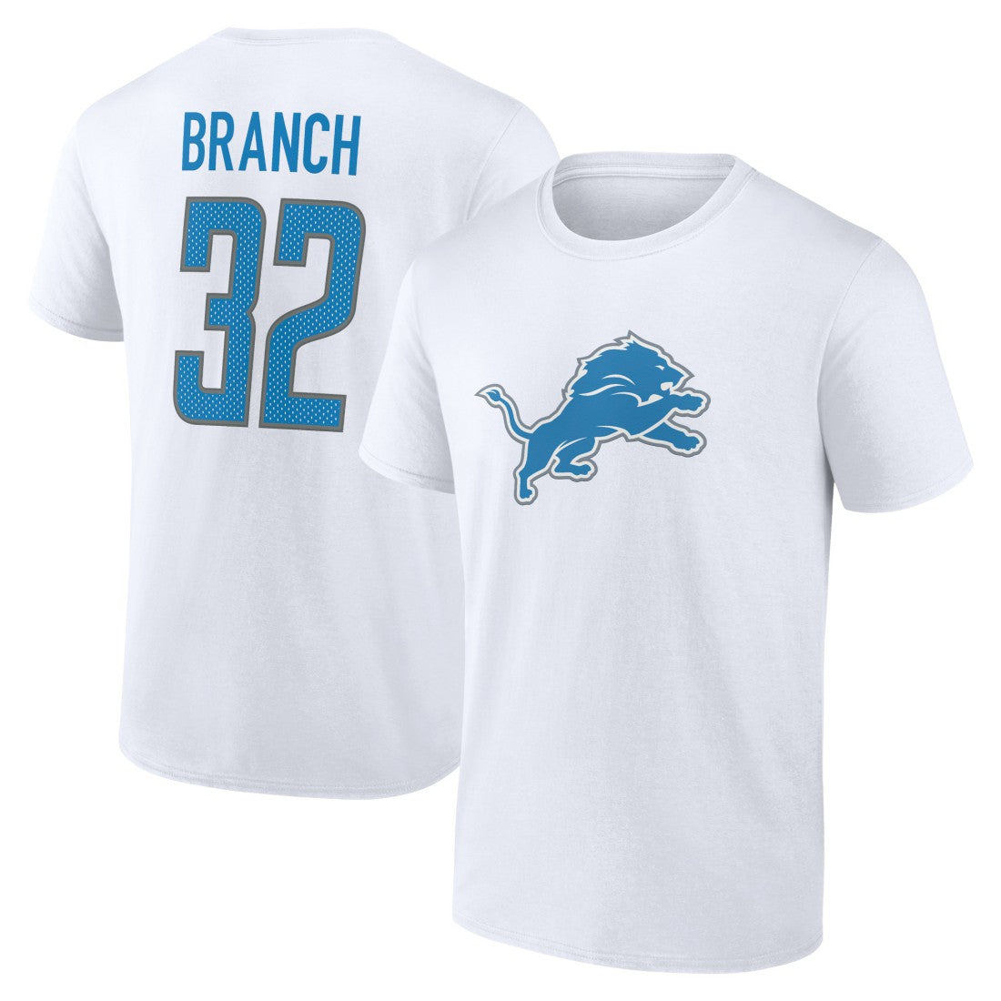 Brian Branch Detroit Lions Icon Player Name & Number T-Shirt - White T-shirts