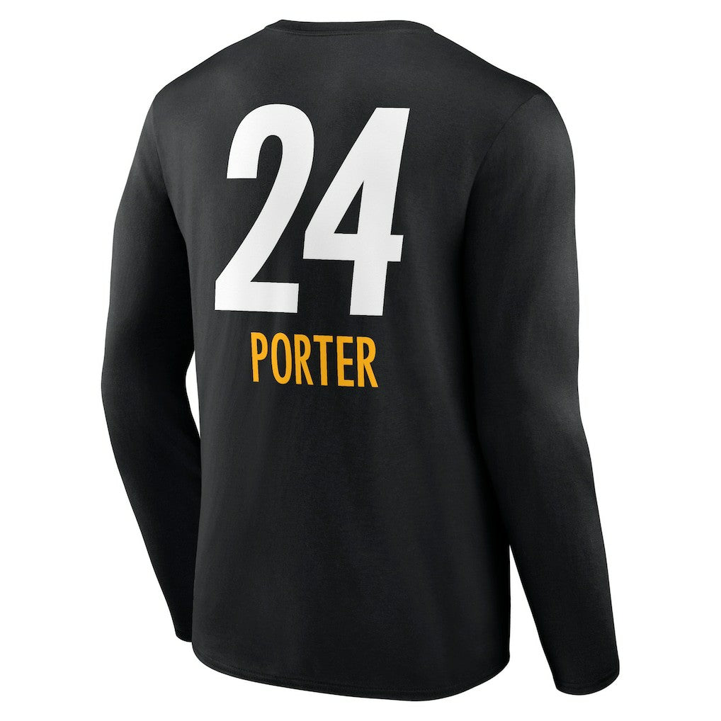 Joey Porter Jr. Pittsburgh Steelers Team Wordmark Player Name & Number Long Sleeve T-Shirt - Black T-shirts