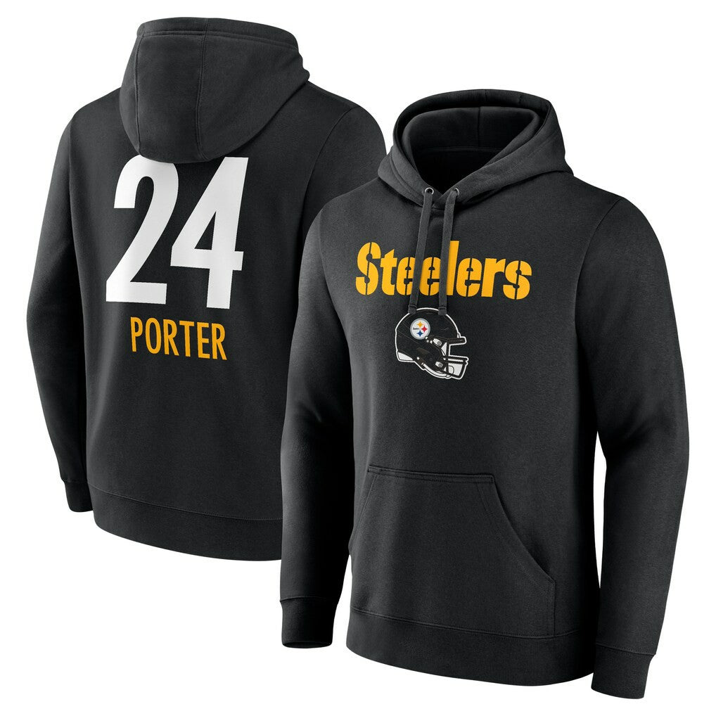 Joey Porter Jr. Pittsburgh Steelers Team Wordmark Player Name & Number Pullover Hoodie - Black Hoodies