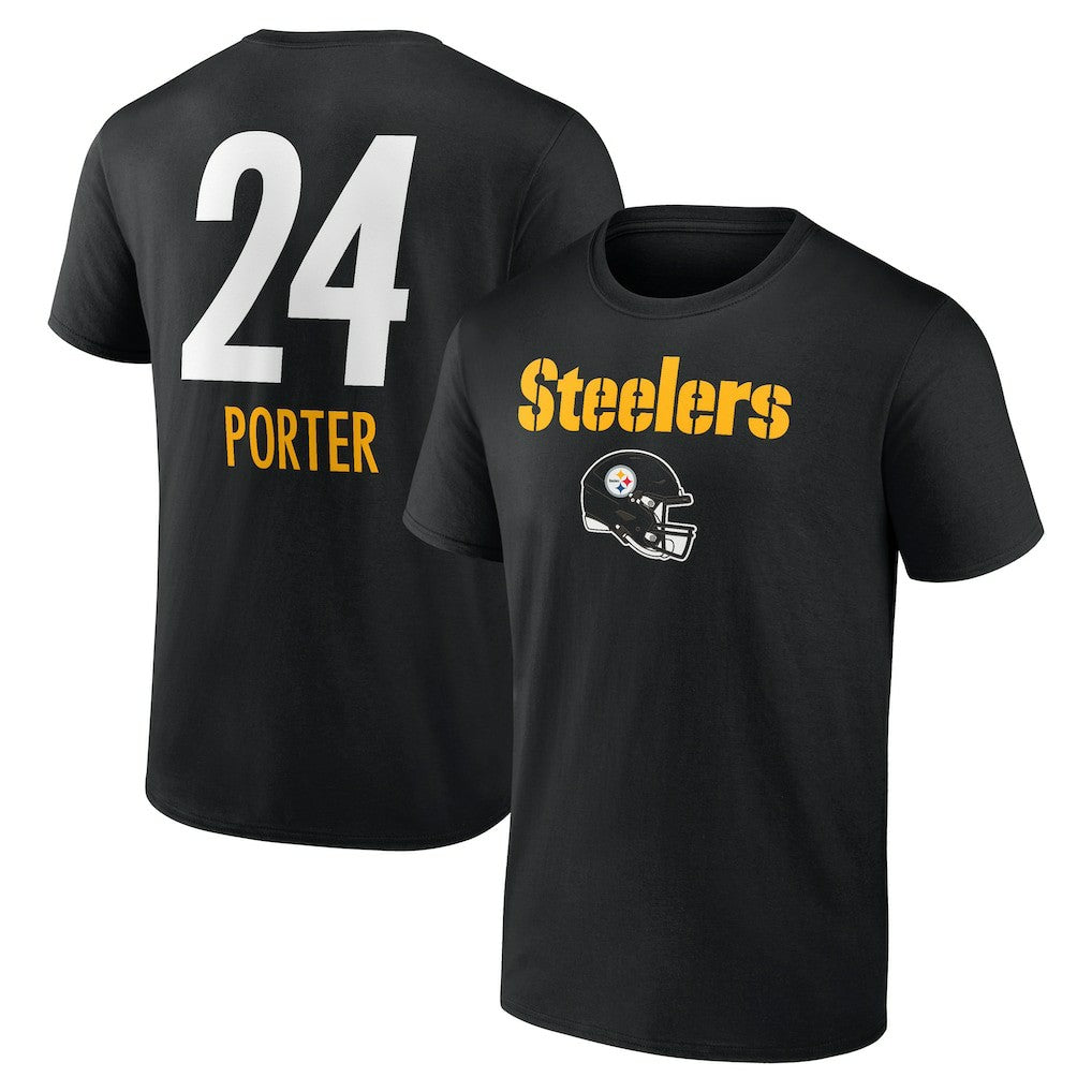 Joey Porter Jr. Pittsburgh Steelers Team Wordmark Player Name & Number T-Shirt - Black T-shirts