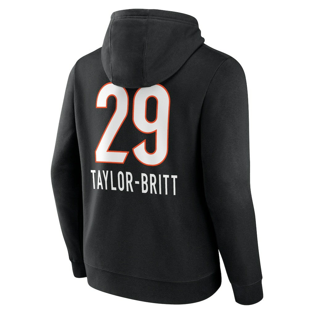 Cam Taylor-Britt Cincinnati Bengals Team Wordmark Player Name & Number Pullover Hoodie - Black Hoodies