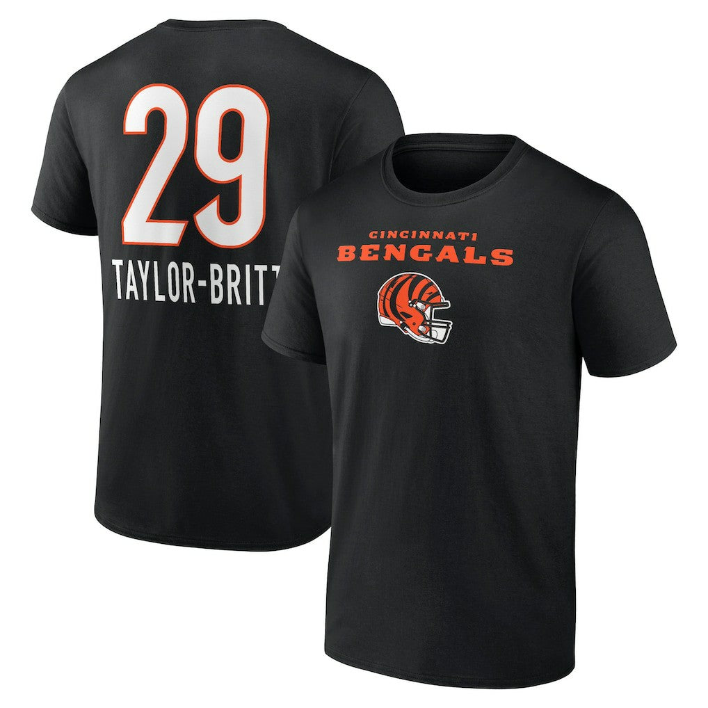 Cam Taylor-Britt Cincinnati Bengals Team Wordmark Player Name & Number T-Shirt - Black T-shirts