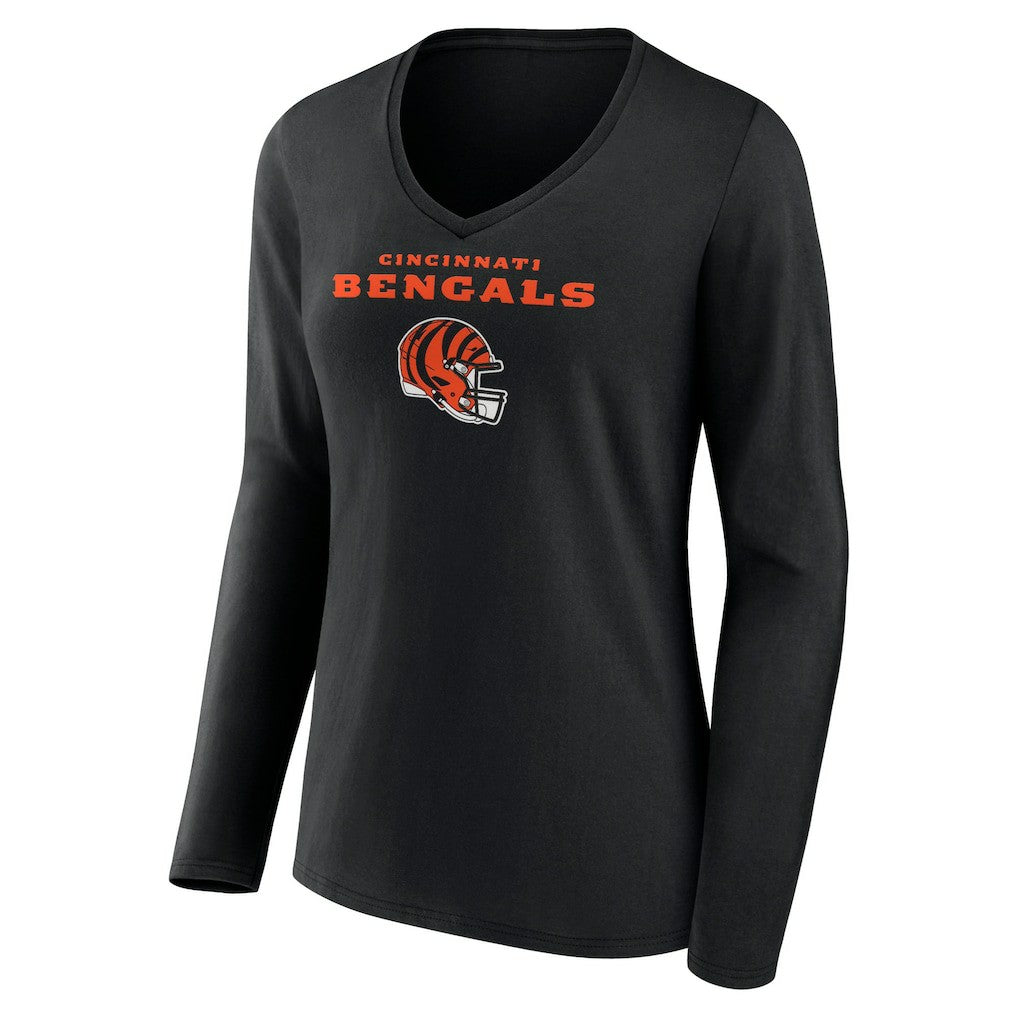 Cam Taylor-Britt Cincinnati Bengals Women's Team Wordmark Player Name & Number Long Sleeve V-Neck T-Shirt - Black T-shirts